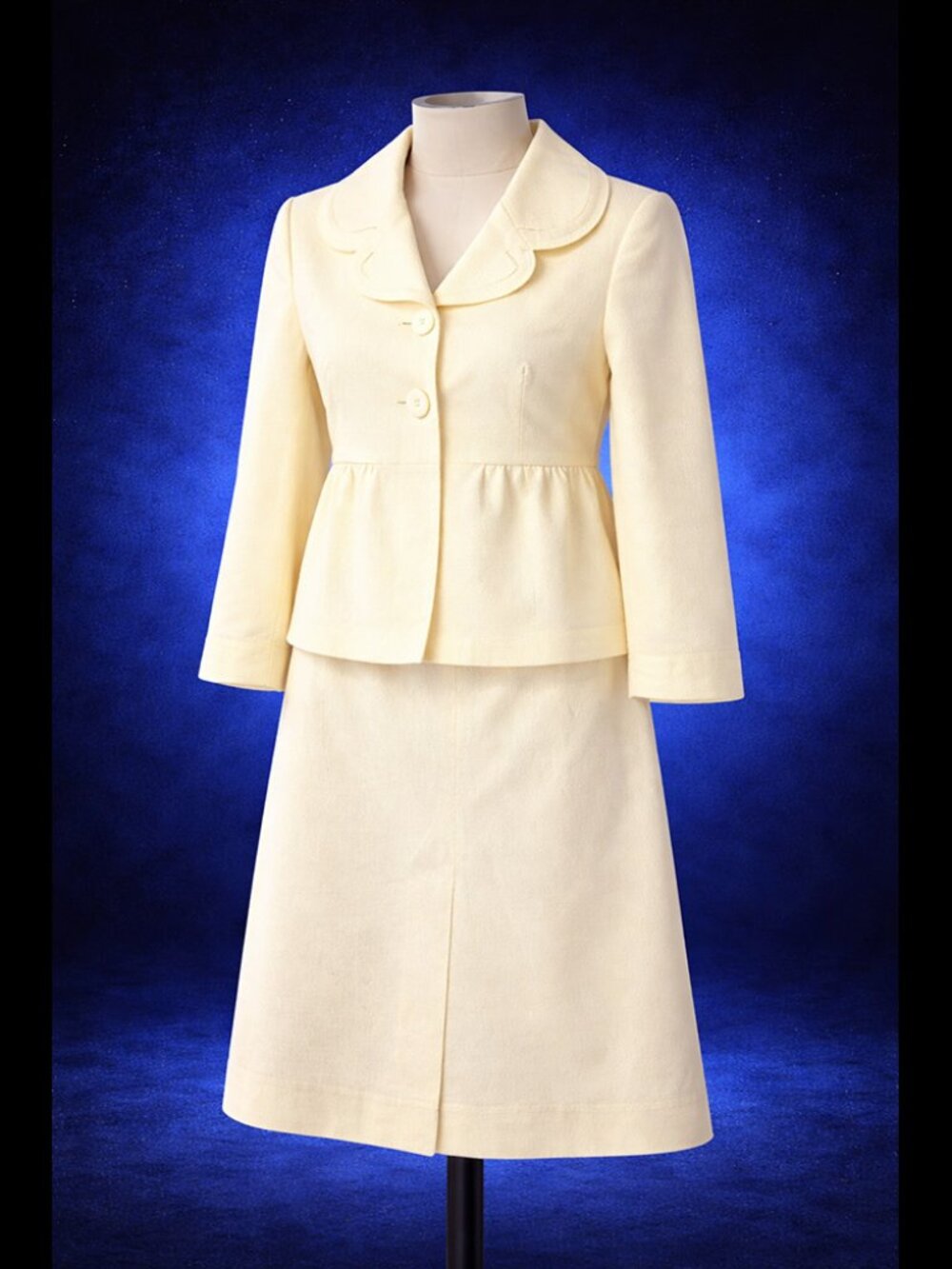 Nine West Skirt Suit Pale Yellow Size 2 Peplum Jacket Pencil Skirt Spring